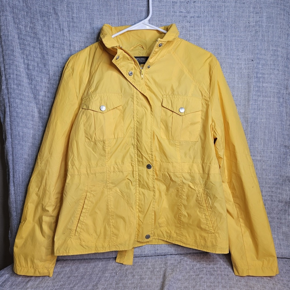 Kenneth Cole Reaction Women's Full Zip Yellow Size‎ Large Decorative Tie In Back